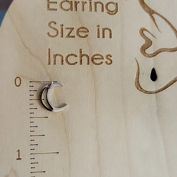 Crescent Moon Stud Earrings, Choice of Color - Picture 5 of 7